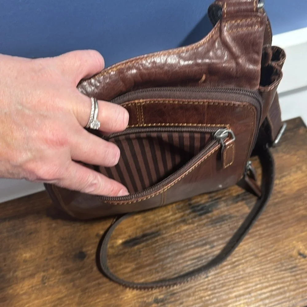 Jack George’s leather crossbody bag brown